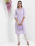 Vasthrlay Lavender Printed Straight Kurtas