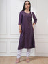 Vasthrlay Purple Printed Straight Kurtas