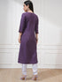 Vasthrlay Purple Printed Straight Kurtas