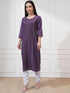 Vasthrlay Purple Printed Straight Kurtas