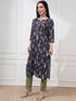 Vasthrlay Women Blue Printed Straight Kurtas