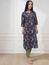 Vasthrlay Women Blue Printed Straight Kurtas