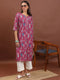 Vasthrlay Women Magenta Printed Straight Kurtas