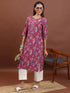 Vasthrlay Women Magenta Printed Straight Kurtas