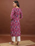 Vasthrlay Women Magenta Printed Straight Kurtas