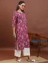 Vasthrlay Women Magenta Printed Straight Kurtas