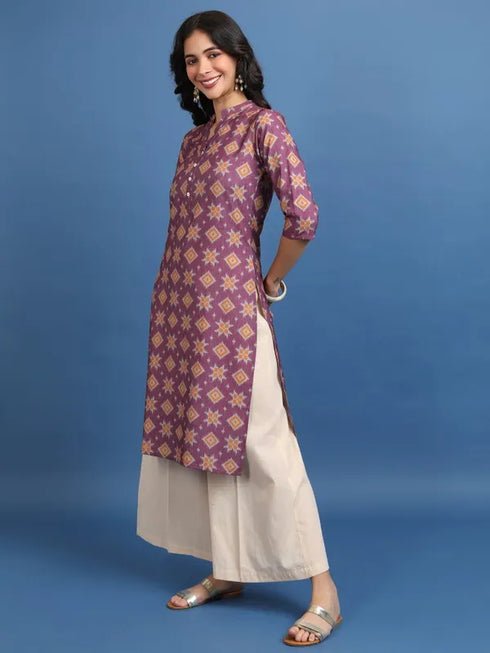 Vasthrlay Burgundy Printed Straight Kurtas
