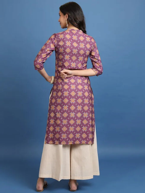 Vasthrlay Burgundy Printed Straight Kurtas