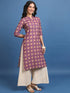 Vasthrlay Burgundy Printed Straight Kurtas
