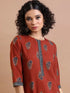 Vasthrlay Women Terracotta Printed Straight Kurtas