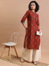 Vasthrlay Women Terracotta Printed Straight Kurtas