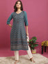 Vasthrlay Women Teal Printed Straight Kurtas