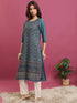Vasthrlay Women Teal Printed Straight Kurtas