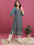 Vasthrlay Women Teal Printed Straight Kurtas