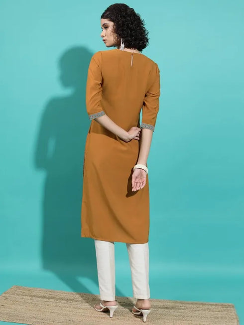 Vasthrlay Terracotta Printed Straight Kurtas