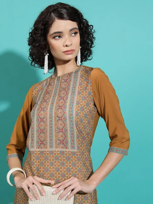 Vasthrlay Terracotta Printed Straight Kurtas