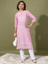 Vasthrlay Women Pink Printed Straight Kurtas