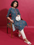 Vasthrlay Women Blue Printed Straight Kurtas