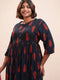 Vasthrlay Women Navy Plus Size Printed A-Line Kurta