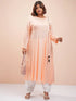 Vasthrlay Women Peach Printed A-Line Kurta
