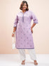 Vasthrlay Mauve Printed Straight Kurta