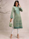 Vasthrlay Women Green Printed Straight Kurtas