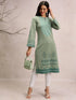 Vasthrlay Women Green Printed Straight Kurtas