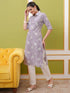 Vasthrlay Women Purple Printed Straight Kurtas