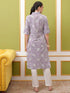 Vasthrlay Women Purple Printed Straight Kurtas