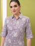Vasthrlay Women Purple Printed Straight Kurtas