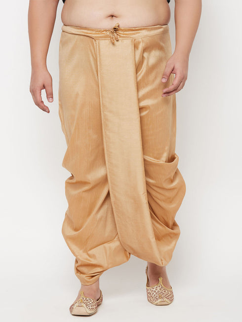 Vastramay Men's Plus Size Rose Gold Cotton Blend Traditional Dhoti