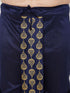 Vastramay Men's Plus Size Navy Blue Cotton Blend Embroidered Traditional Dhoti