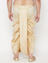 Vastramay Men's Plus Size Gold Cotton Blend Embroidered Traditional Dhoti