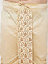 Vastramay Men's Plus Size Gold Cotton Blend Embroidered Traditional Dhoti