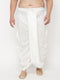 Vastramay Men's Plus Size White Cotton Blend Solid Traditional Dhoti