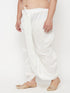 Vastramay Men's Plus Size White Cotton Blend Solid Traditional Dhoti