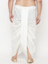 Vastramay Men's Plus Size White Cotton Blend Solid Traditional Dhoti