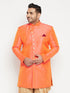 Vastramay Men's Plus Size Orange Slim Fit Sherwani Only Top
