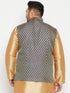 Vastramay Men's Plus Size Blue Woven Nehru Jacket