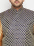Vastramay Men's Plus Size Blue Woven Nehru Jacket