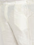 Vastramay Men's Plus Size Blue Ethnic Jacket With Cream Silk Blend Kurta and Pant Style Pyjama Set