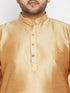 Vastramay Men's Plus Size Rose Gold and Blue woven Silk Blend Jacket Kurta Pyjama Set