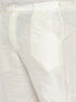 Vastramay Men's Plus Size Cream Ethnic Jacket With Cream Silk Blend Kurta and Pant Style Pyjama Set