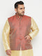 Vastramay Men's Plus Size Maroon Woven Nehru Jacket