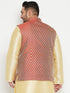 Vastramay Men's Plus Size Maroon Woven Nehru Jacket