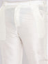 Vastramay Men's Plus Size Maroon Silk Blend Jacket And Cream Kurta Pant Set
