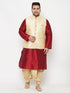 Vastramay PLUS Men's Gold Zari Weaved Nehru Jacket With Kurta Dhoti set