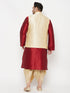 Vastramay PLUS Men's Gold Zari Weaved Nehru Jacket With Kurta Dhoti set