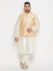 Vastramay Plus Size Men's Gold Zari Weaved Kurta Pant set