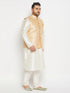 Vastramay Plus Size Men's Gold Zari Weaved Kurta Pant set